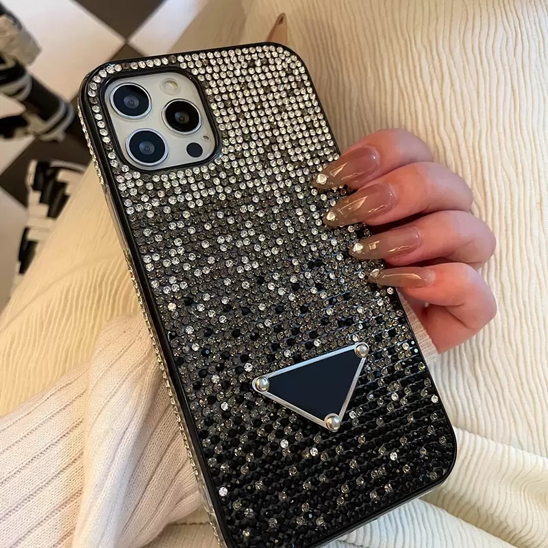 

Designers Crystal bling Diamonds Phone Cases For IPhone 11 12 13 14 Pro max Promax 14plus Xr X/xs 7/8 Case Letter P Shell Cellphone, Black
