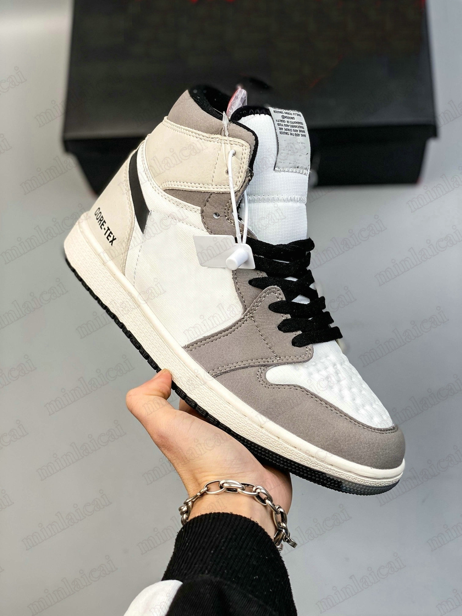 

1S Element Gore-tex Shoes Light Bone Black Grey 3M Reflective Basketballs Shoes 1 High OG Backboard Women Mens Outdoor Sports Sneakers