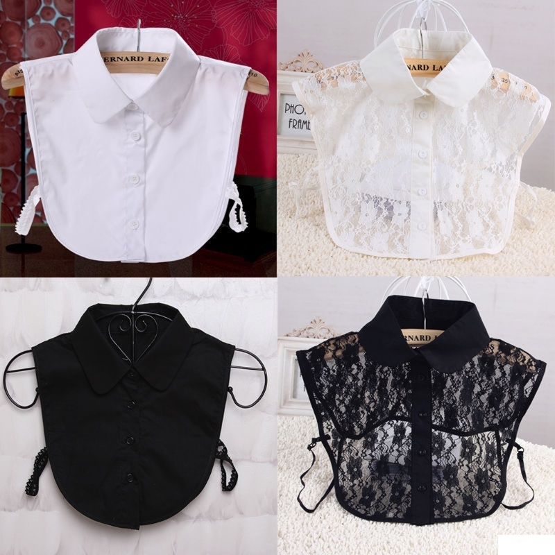

Necklace Designer Women Pure Color Lace Detachable Lapel Choker Necklace Shirt Fake False Collar Lapel Blouse