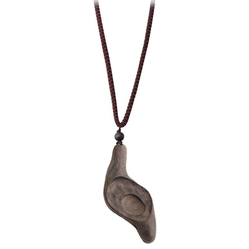 

Pendant Necklaces Fashion Handmade Sandalwood Natural Stone Necklace Long Adjustable Sweater Chain Women's Jewelry Gift Y30