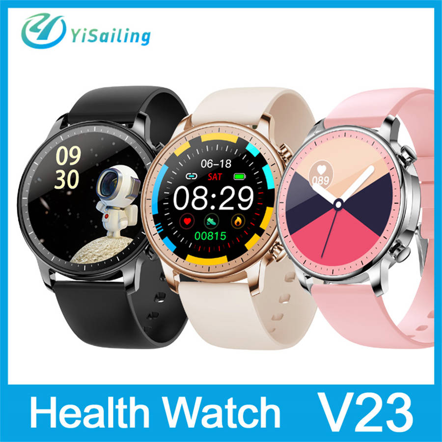 

Yisailing V23 Smart Watch Men Full Touch Screen Blood Pressure IP67 Waterproof Fitness Tracker Smartwatch Women for iOS Androidg, Pink