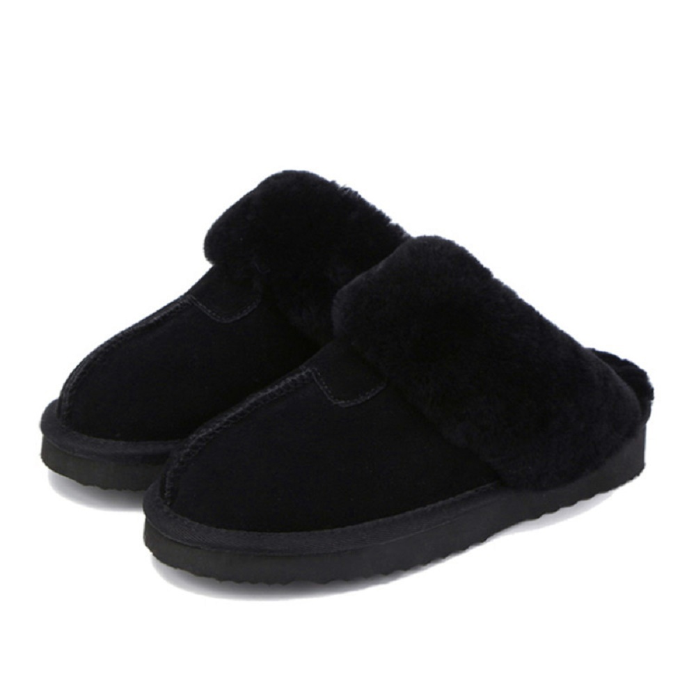 

Women Boots Slippers Fashion Female Winter Slippers Lady Warm Indoor Slippers Quality Soft Wool Girls Home Shoes, Black