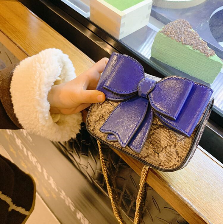 

kids handbag big bow bag girls letter printed princess messenger bags children metal chain single shoulder purse women mini handbags, Gold