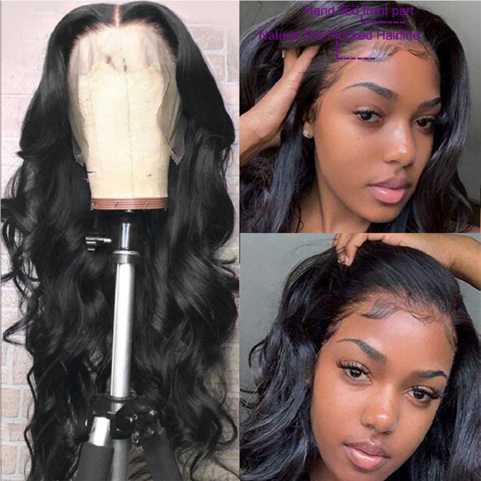 

Brazilian Body Wave Lace Front Human Hair Wigs 13x4 Transparent Lace Frontal Wigs Remy HD Lace Human Hair Closure Wigs for Women, Natural color