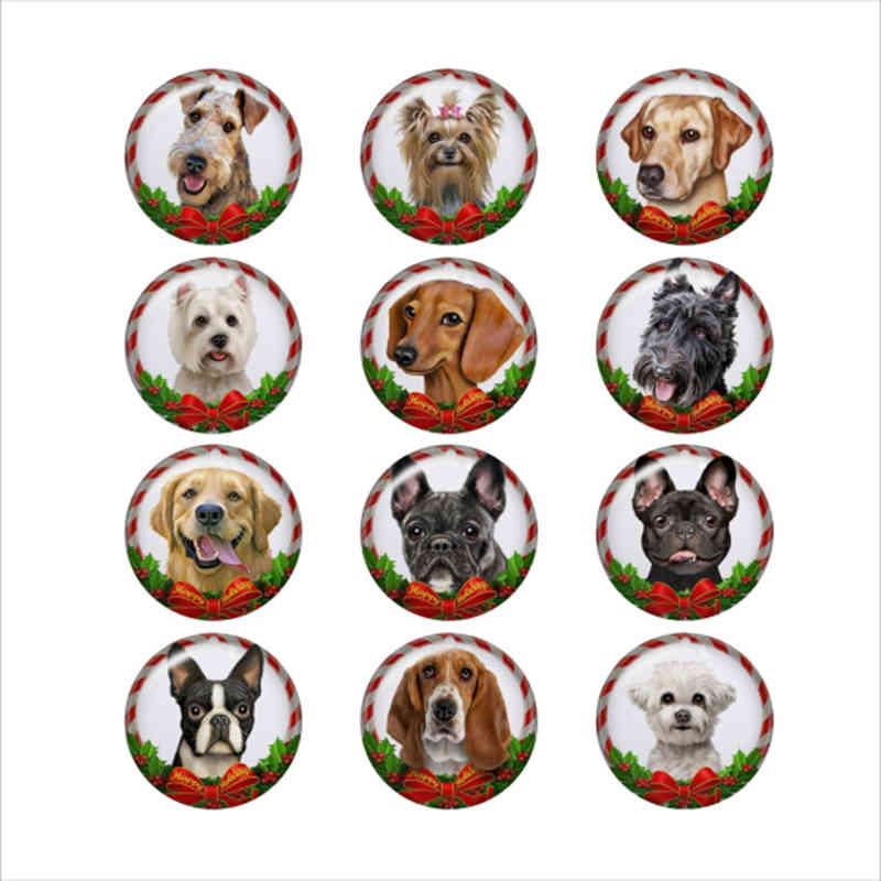 

Mixed Glass Holiday Christmas Dog For DIY 18MM Button Snap Bracelet Necklace Jewelry, Bronze;silver