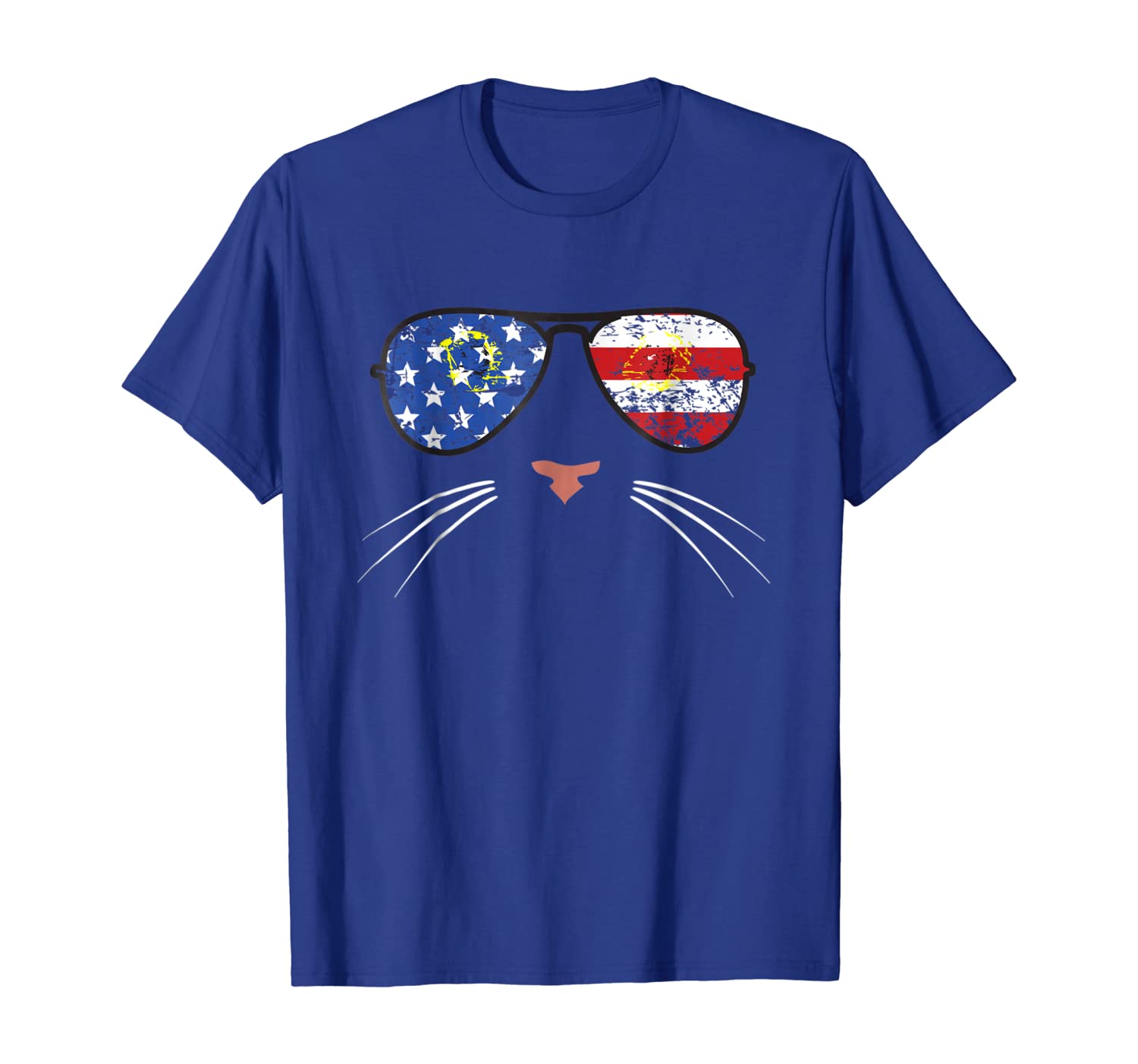 

american cat face shirt usa sunglasses 4th of july, White;black