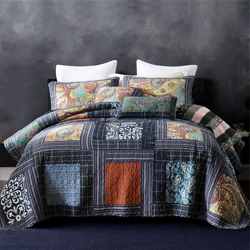 

Comforters & Sets American Bedspread Quilt Set 3PCS Handmade Patchwork Coverlets Cotton Quilts Aircondition Bed Covers Super  Size Blank, Gray