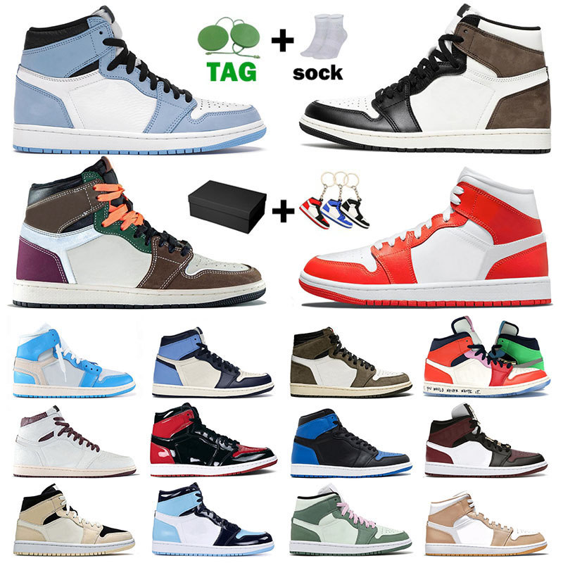 

Top Quality Jumpman 1 1s Mens Basketball Shoes University Blue High Og Dark Mocha Burgundy Mid Syracuse Milan Dutch Green Cactus Jack Pink Men Women Sneakers Trainers, B26 36-46 obsidian