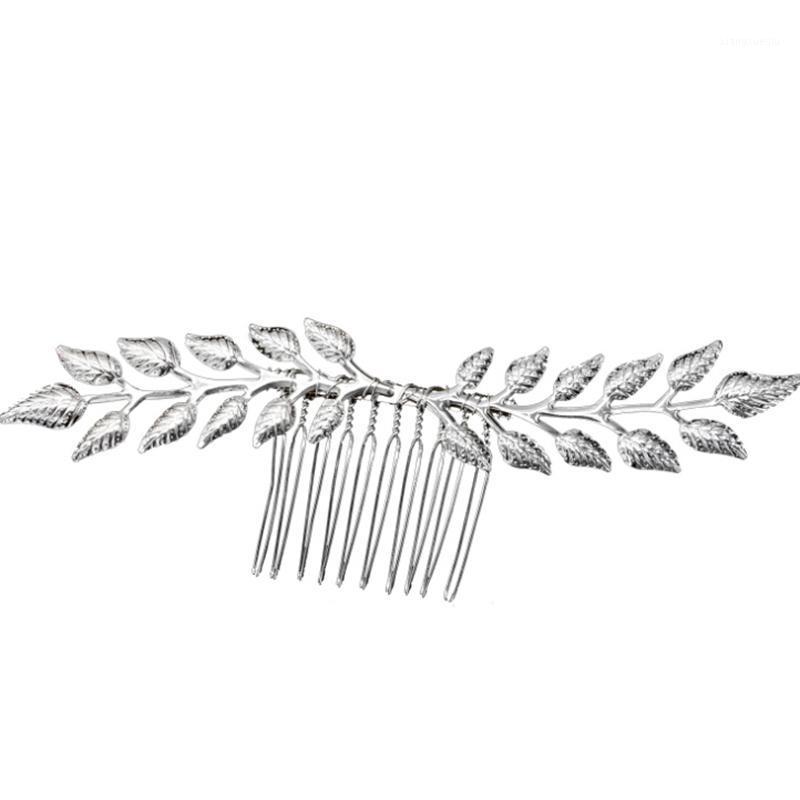 

Baroque Style Bridal Leaf Hair Comb Metal Headpiece Wedding Party Headband Pins Accessories Jewelry Clips & Barrettes, Golden;silver