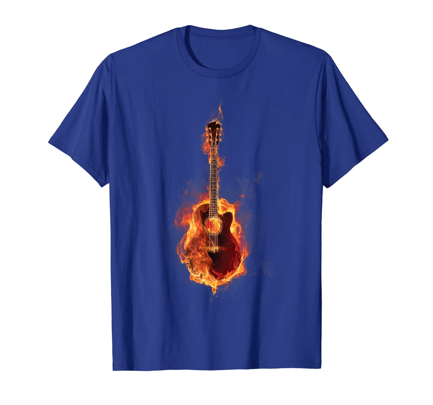 

acoustic guitar on fire t-shirt gift guitarist musician tee, White;black