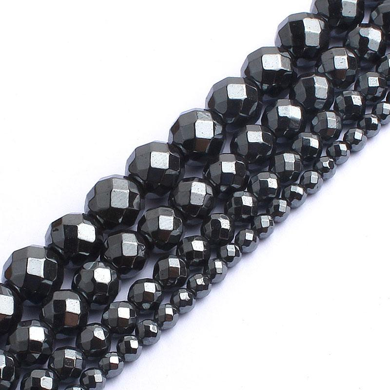

Other Natrual Faceted Black Hematite Stone Round Beads For Jewelry Making Bracelet Necklace 2/3/4/6/8/10mm 15inches Diy