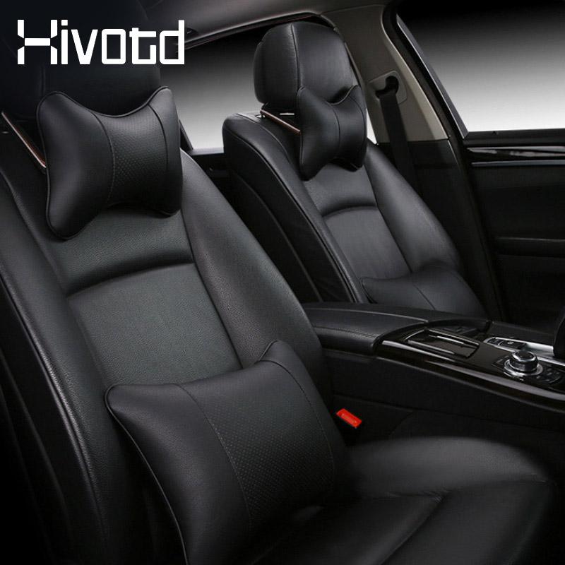 

Seat Cushions Universal 2pcs Car Neck Pillows Both Side Pu Leather Headrest For Head Pain Relief Filled Fiber Pillow Interior Accessories
