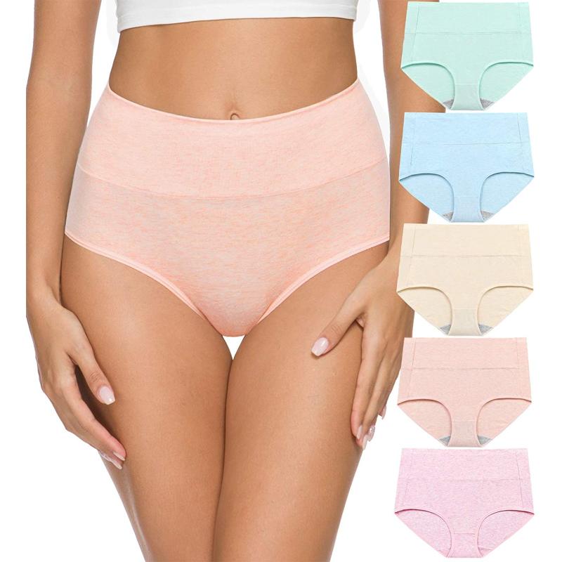 

Women's Panties 5pcs Fashion Briefs High Waist Seamless Soft Lingerie Underpants Underwear Cotton Large Size Sexy Print, Black;pink