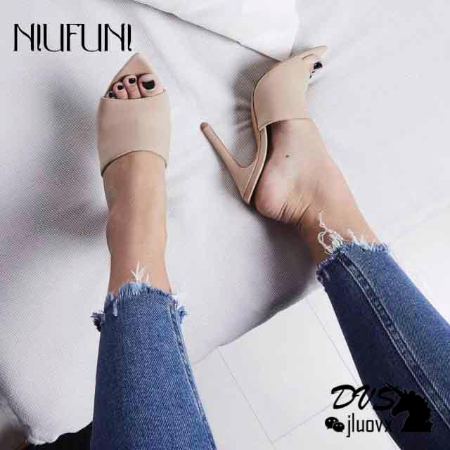 

Classic Women's Slippers 2021 Ladies Sandals High Heels Leopard Woman Shoes Suede Wear Casual Multi-color, Black