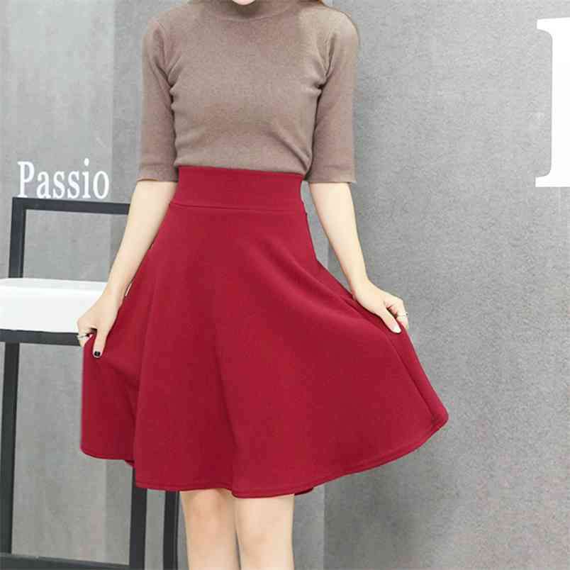 

Spring Elastic Waist A-Line Skirt Sun Women Slim Fit Knee-Length Blue Elegant Lady Office High Goth s Plus Size 210604, Royal blue