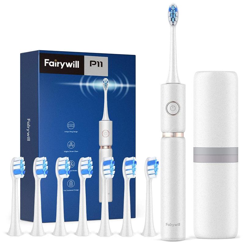 

Smart Electric Toothbrush Fairywill Sonic USB Charge Rechargeable Waterproof Tooth Brush P11 Replacement 8 Head Adult Pro Dental