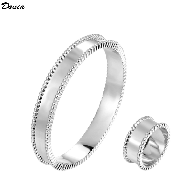 

Donia jewelry luxury bangle four-leaf flower exaggerated titanium steel micro-inlaid zircon European and American fashion designer gift with bix