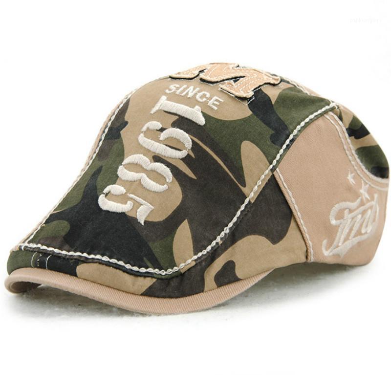 

Men Beret Hat Camouflage Cap Outdoor Leisure Embroidery Letters Cotton Berets