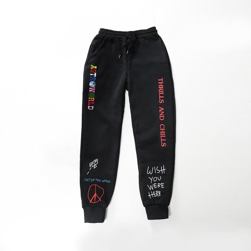 

Lead Quality Fleece trousers TRAVIS SCOTT ASTROWORLD Letter Printed Women Men Jogging Pants Hip hop Streetwear Men Sweatpants, Black