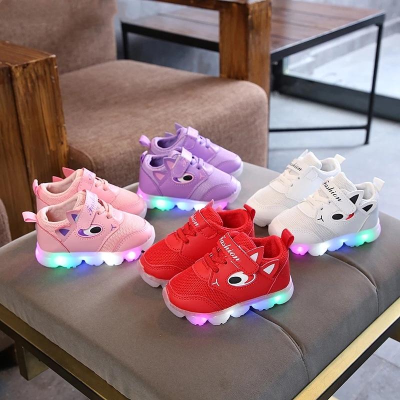 

Comfortable 2021 Brand Fashion LED Kids Sneakers For Boys Girls Shoes S Summer/Autumn Glowing Cool Casual Baby Child Athletic & Outdoor, Black