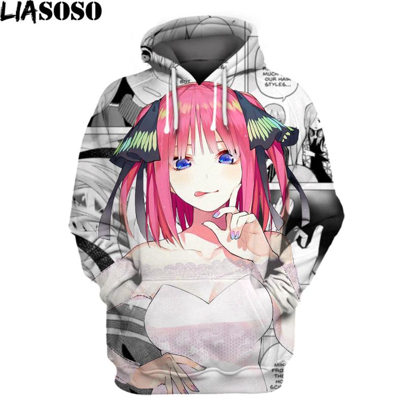 

Men's Hoodies & Sweatshirts Anime The Quintessential Quintuplets Men Women Nino Nakano Gotoubun No Hanayome Fall Clothes Oversized Hoodie, Black