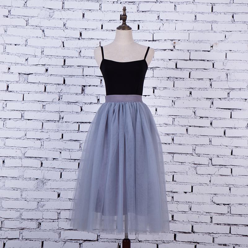 

Skirts Puffy 4 Layer Tulle Skirt Pleated Tutu Womens Elastic Belt Faldas High Waist Mid-Calf Knee Length Plus Saia Jupe, Pink