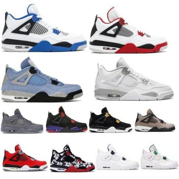 

Shoes 4 4s Oreo University Blue Fire Red Toro Bravo Tattoo Black Cat What The Og Motorsports Raptors Jumpman Men Women Sneakers, White