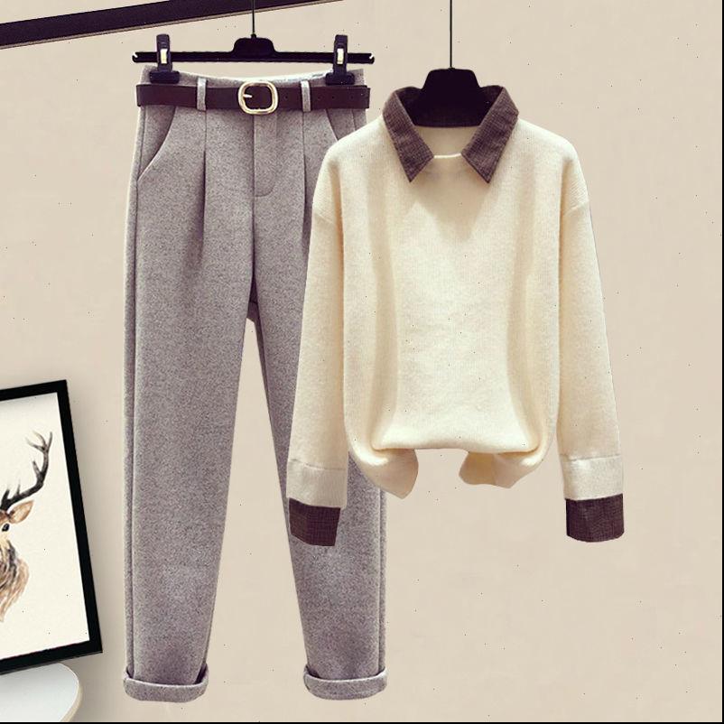 

Clothing Autumn Winter Suit Early Womenpant Small Fresh Two piece Set, White