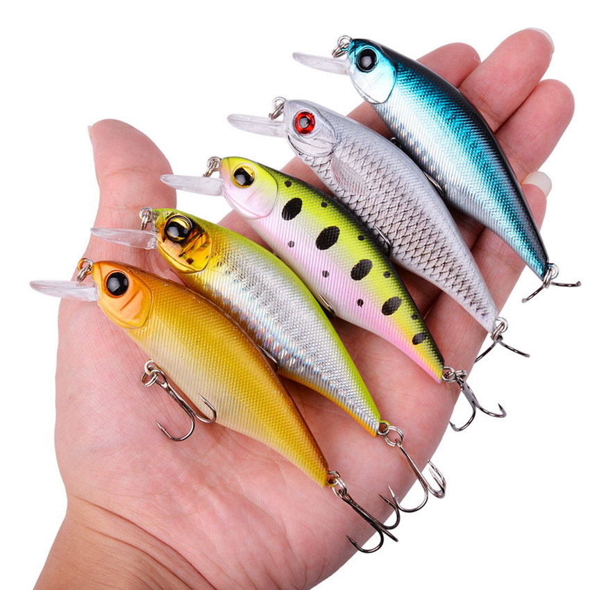 10pcs/lot Minnow Fishing Lures Crankbait 3D Eyes Artificial Hard pesca Bass tackle-image-538255465