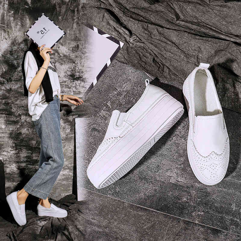 

Slippers Little white shoe woman spring South Korean version round head sole thick casual shoes vulcanize leather CMPV, 1# shoe box