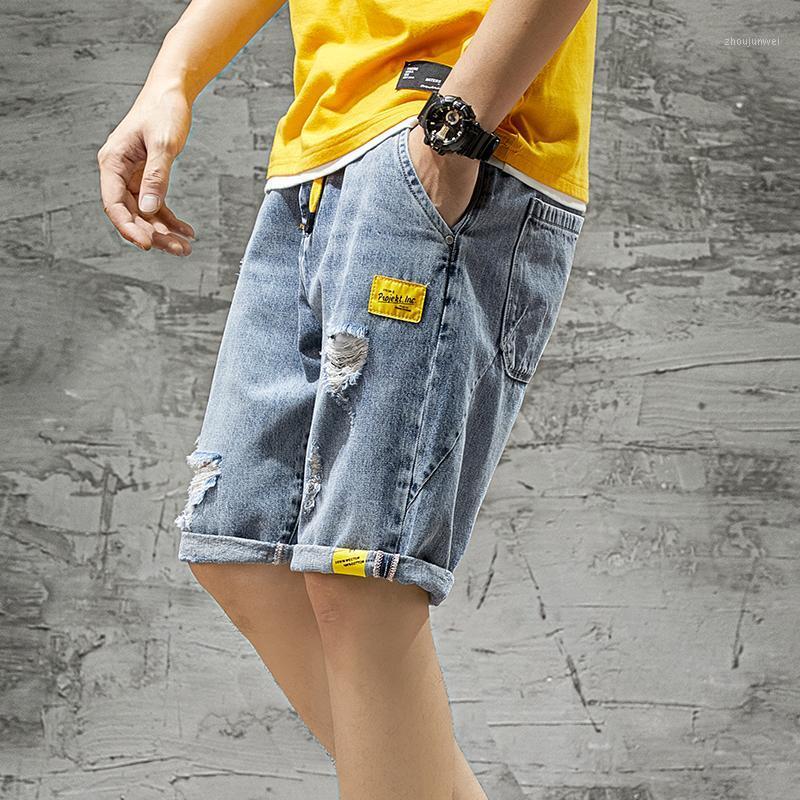 

Men's Jeans Denim Shorts Casual Straight Slim Plus Size Cotton Knee Length High Quality Blue Pants 28-42, 862lanse