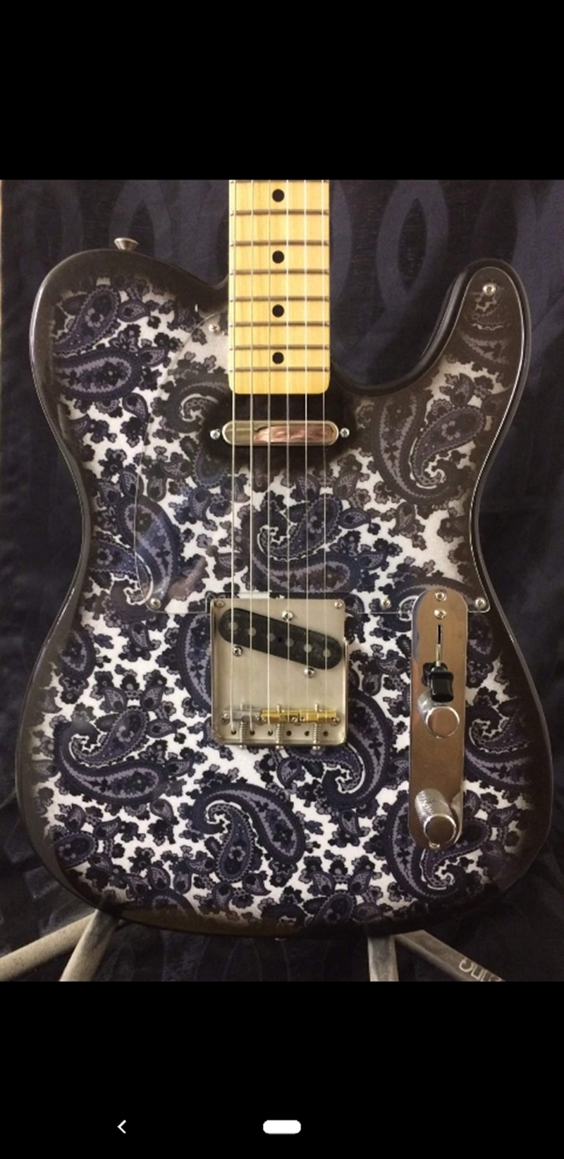 

Rare Brad Signature Sliver Sparkle Paisley Tele Electric Guitar Maple Neck, Dual Black Body Binding, 3 Saddle Bridge , Chrome Hardware