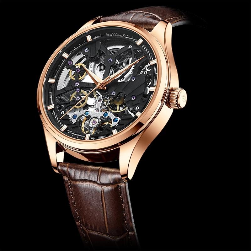 

Wristwatches Tourbillon Hollow Man Watch Luminous Stainless Steel Men Sport Waterproof Fully Automatic Men's Mechanical Watches AILANG 8607G, 02