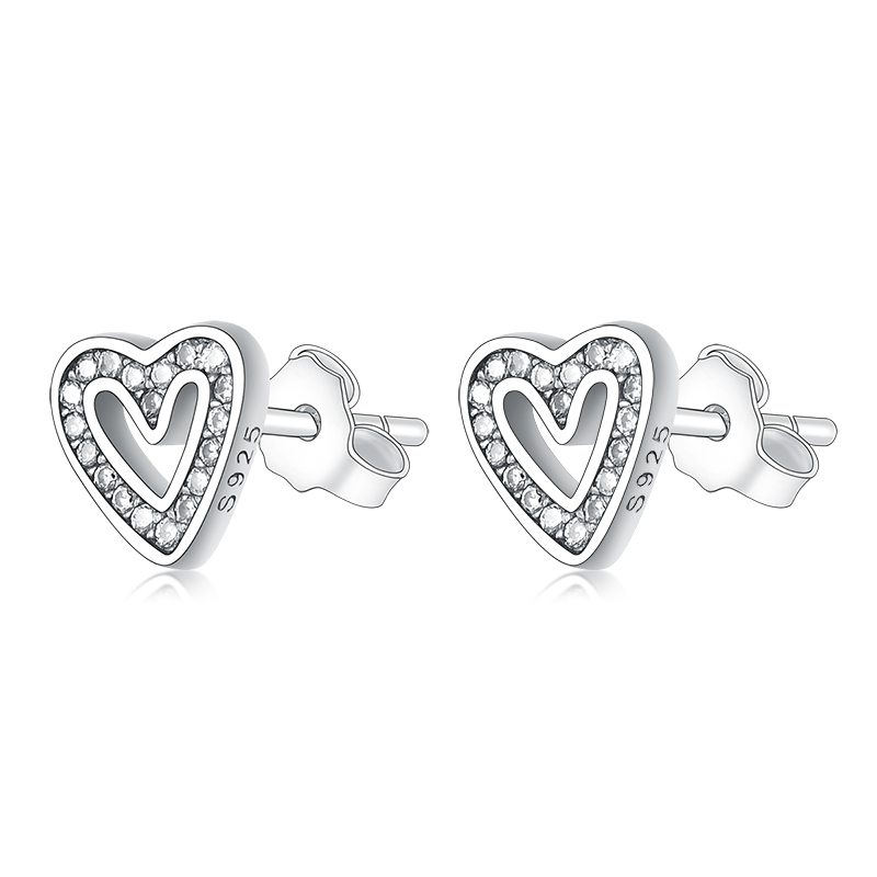 

925 Sterling Silver Studs Minimal Ethnic Handmade Heart Mix Zirconia Earrings Brinco Boucle Doreille Pendientes Fashion Jewelry