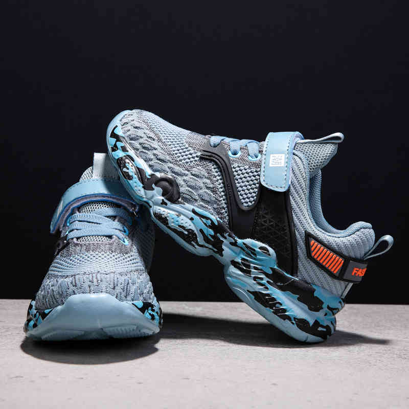 

Children Casual Kids Sneakers Boys Girls Outdoor Mesh Sports Running Trainers Child Graffiti Breathable Thick Sole Shoes 1007, Blue