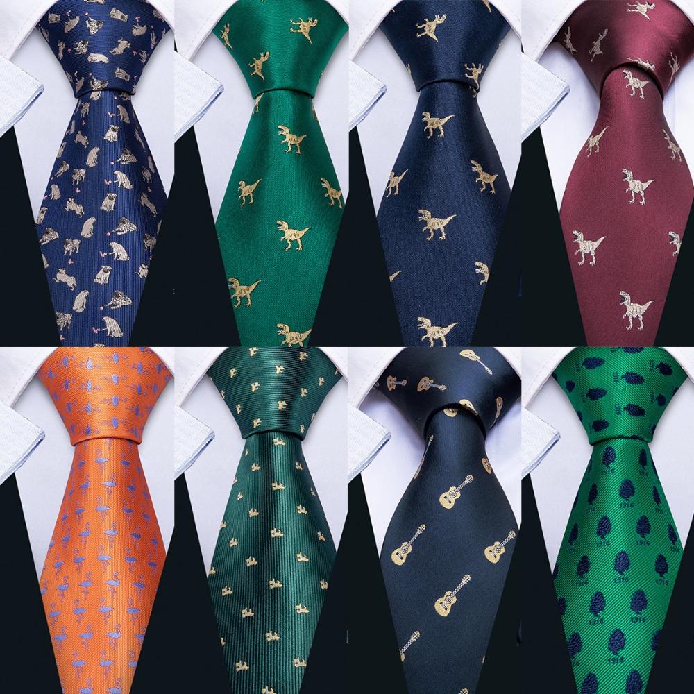 

New 19 Styles Mens Wedding Tie Dinosaur Pattern Mens Wedding Neckties 8.5cm Necktie Business Silk Ties For Men GR-19