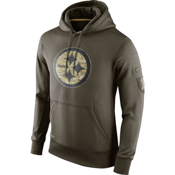 

PittsburghSteelersMen Sweatshirt Olive Salute To Service KO Performance football Hoodie
