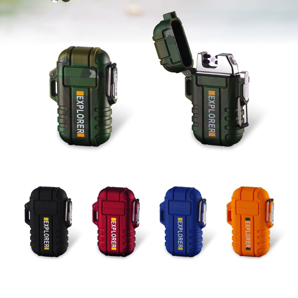 

Waterproof USB Plasma Lighter Double Arc For Outdoor Camping Sports Cigarette Lighters Smoking Light Tool