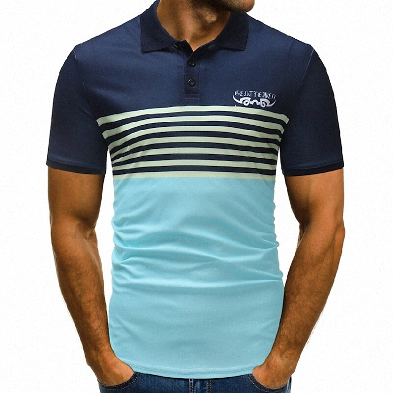 Men's Golf Shirt Tennis Shirt Striped Collar Street Daily Button-Down Short Sleeve Tops Cotton Business Casual Comfortable Light Yellow Light G