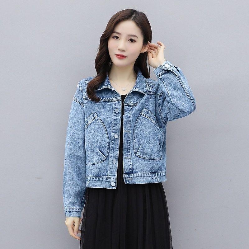 

Women's Jackets 2022 Spring Plus Size Denim Jacket Women Boyfriend Jean Coat Short Streetwear Harajuku Vintage Autumn Basic Outerwear X72, Black;brown