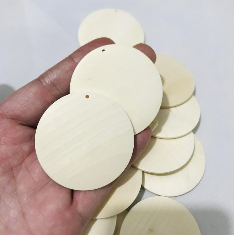 

Spot Monogram Blank Natural Color Wood Disc Pendant wholesale 5CM round Custom DIY Jewelry Blan k White Dis c For Bracelet Keychain
