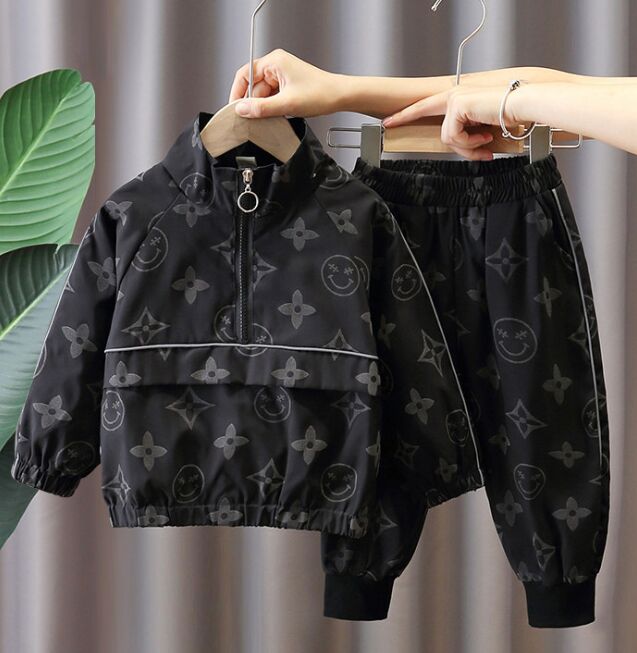 

Toddler Baby Boys Girls Clothes jacket + Pants Kids Sportswear Suits Children clothing autumn Girl designer sets 1-6Years, Black