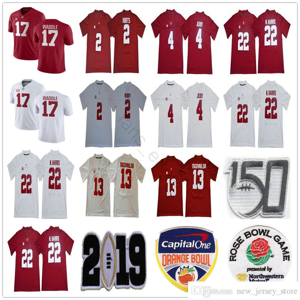 

NCAA 150TH College Football Wear Alabama Crimson Tide Tua Tagovailoa Jerry Jeudy Najee Harris Jaylen Waddle Forrest Gump Jalen Hurts Ridley Derrick Henry Jerseys, As picture men size