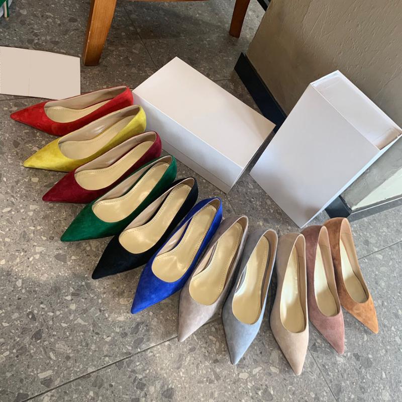 

Dress Shoes Women's Fashion Ladies Pumps Genuine Leather Suede Party Slip-On Pointed Toe For Women Large Size 40, Yellow 6cm 9cm