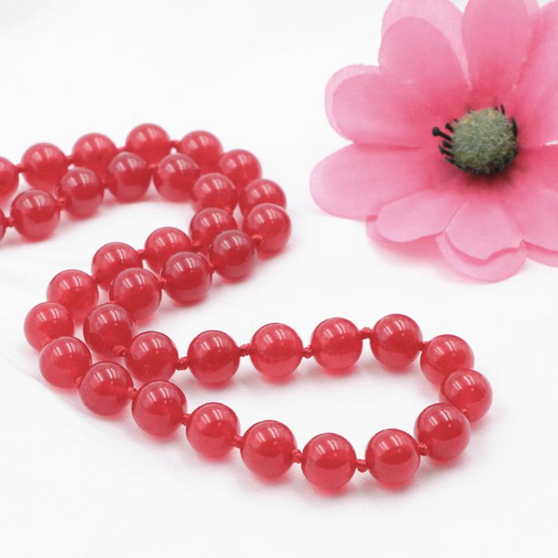 

10mm Round Beads Short Chain Necklace Chokers Natural Stone Red Jades Crystal Statement Women Necklaces Gift Jewelry 18" A784