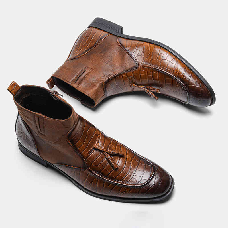 

dress shoes novos homens de couro do plutÃ´nio tasselsboots Ãºnico botas trabalho com ferramentas curtas alta superior versÃ¡til y3s1, Black
