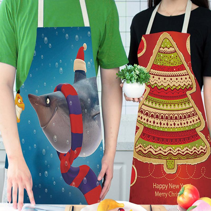 

Christmas Decorations 2022 Decoration Sleeveless Apron Cotton Linen Kitchen Aprons Women Home Cooking Baking Waist Bib Pinafore 68*55cm