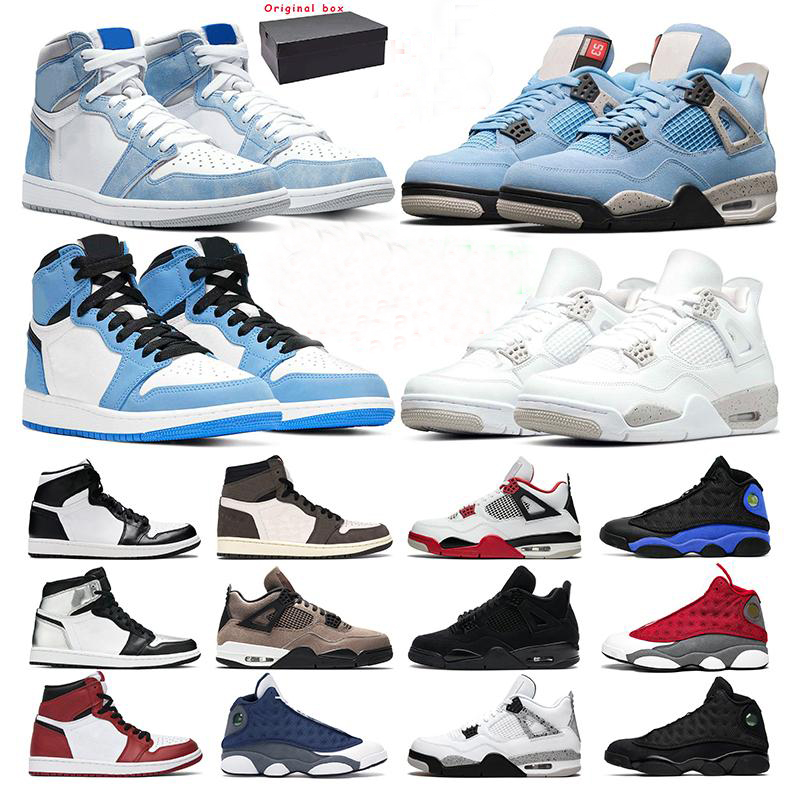 

2021 With Box Jumpman 1 1s Mens Basketball Shoes Obsidian UNC University Blue Hyper Royal Twist Silver Toe Dark Mocha Chicago Sneakers Trainers