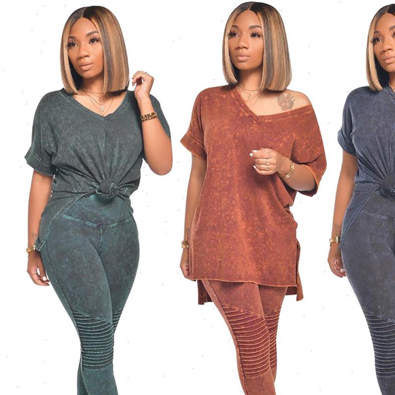 

two piece pants set women tracksuits summer clothes solid color sleeve t shirts elastic sweatpants joggers tracksuit outfits, Gray