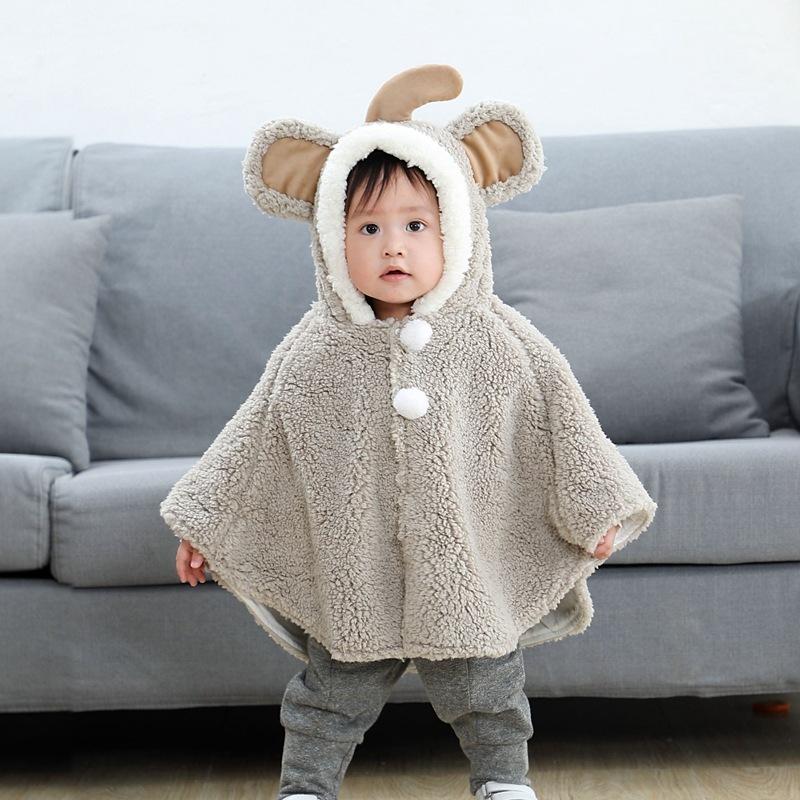 

Jackets Style Baby Toddler Infant Girls Clothes Cute Cartoon Design Kids Cloak Jacket Fleece Fur 2021 Winter Warm Coat Outerwear, Blue;gray